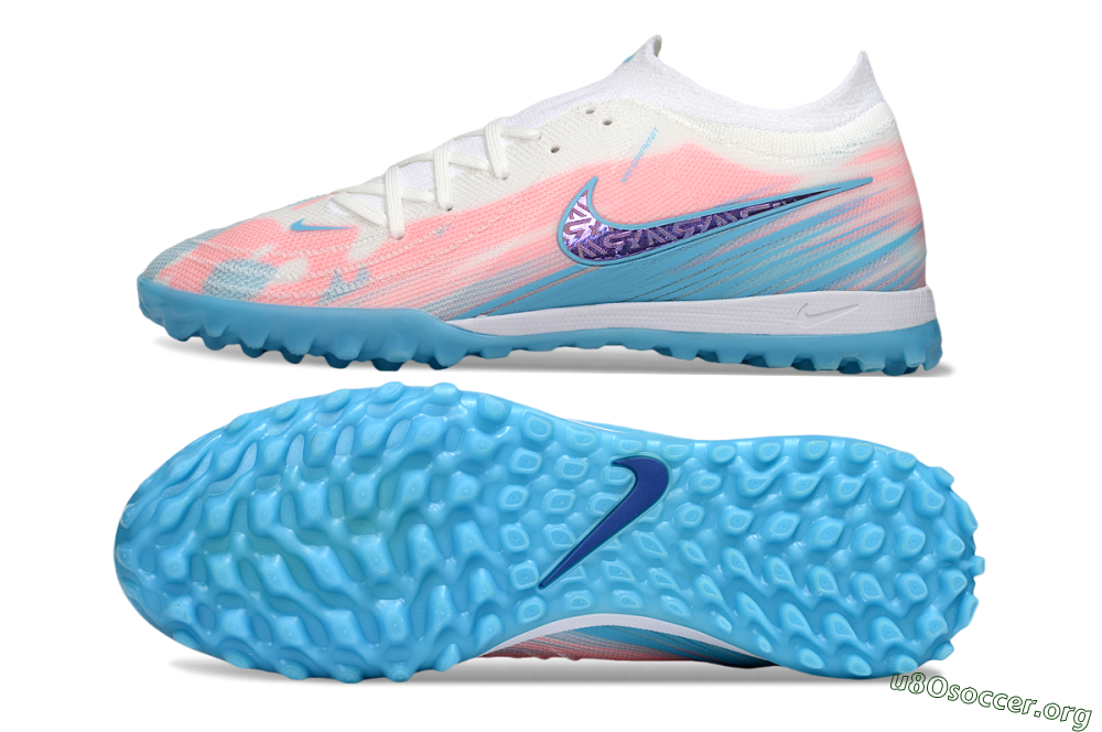 Nike Phantom GX 2 Elite TF Football Shoes - White/Pink/Blue 1
