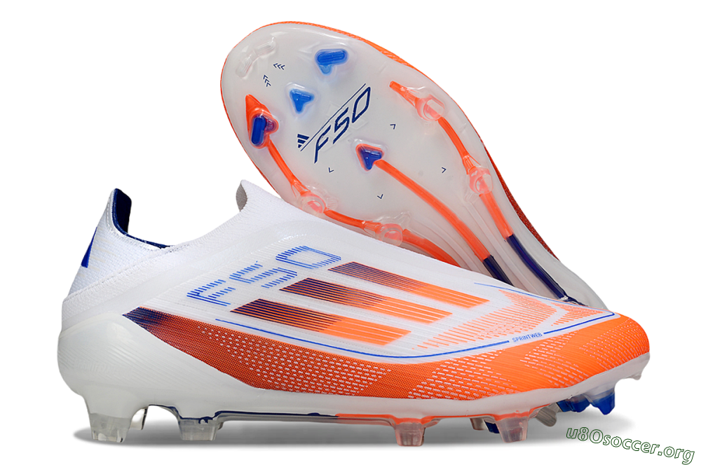 Adidas F50 Elite Laceless FG Football Boots - White/Red/Blue 2