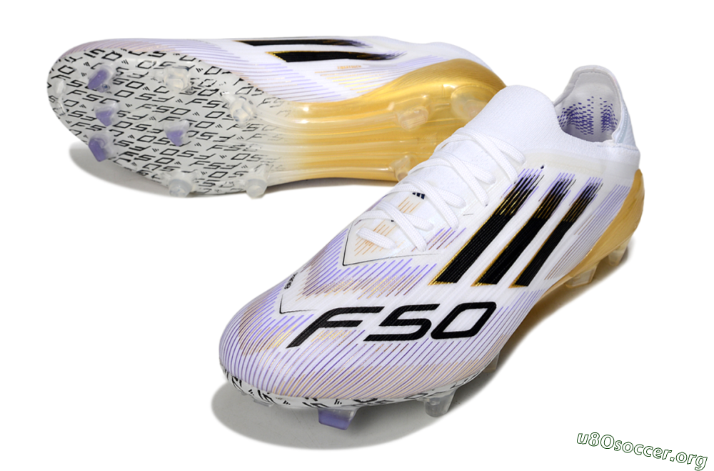 Adidas F50 Elite FG Football Boots - White/Purple/Gold 0