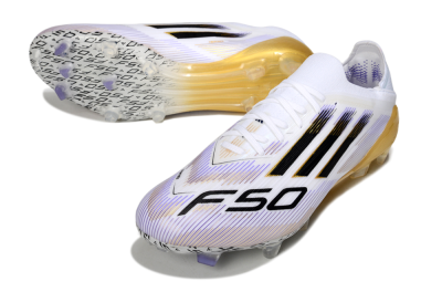Adidas F50 Elite FG Football Boots - White/Purple/Gold
