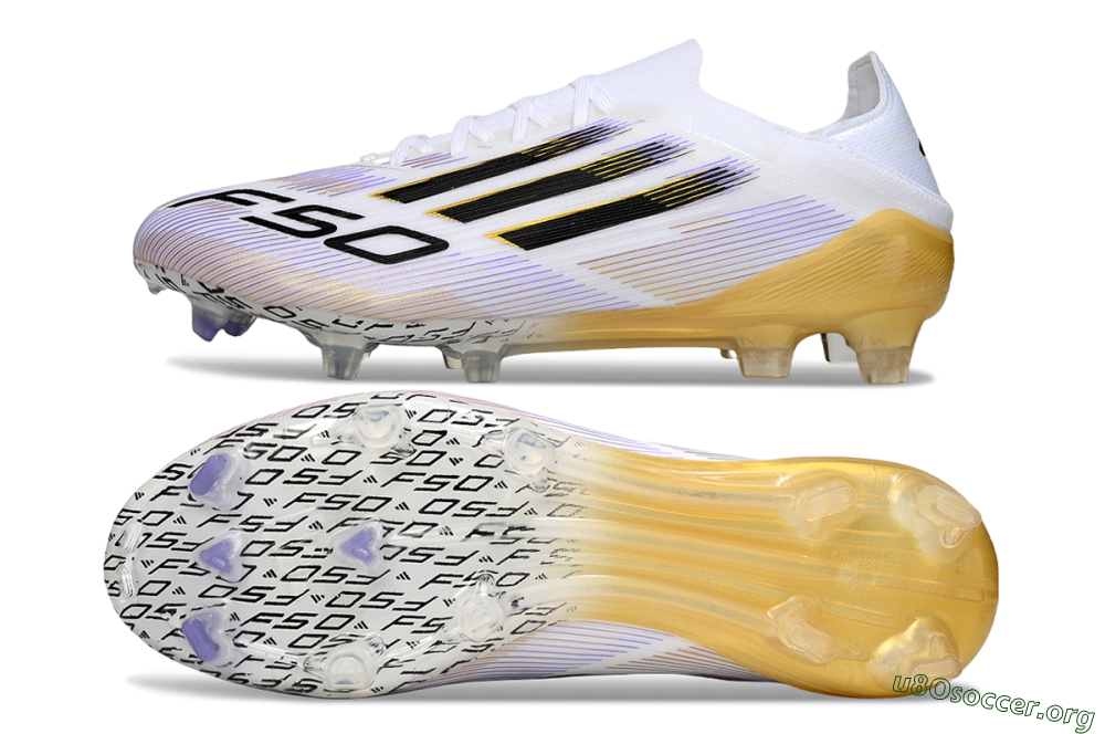 Adidas F50 Elite FG Football Boots - White/Purple/Gold 1