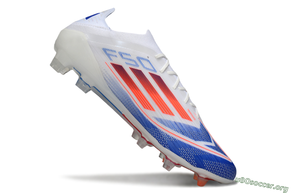 Adidas F50 Elite FG Football Boots - White/Blue/Red 4
