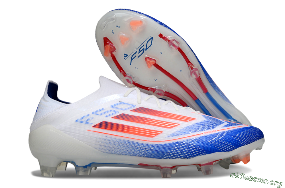 Adidas F50 Elite FG Football Boots - White/Blue/Red 2