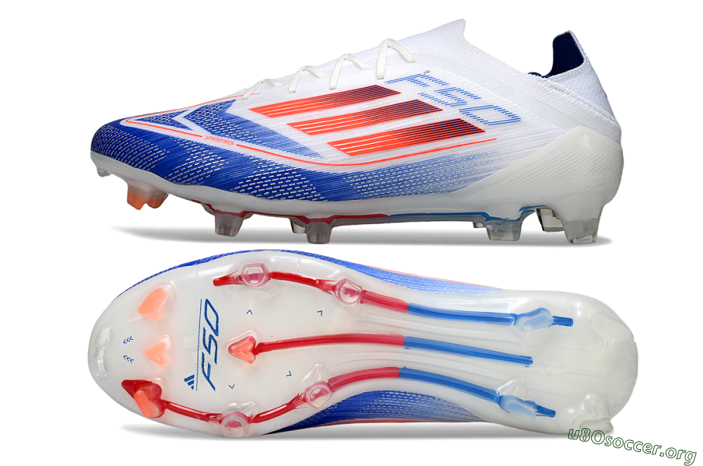 Adidas F50 Elite FG Football Boots - White/Blue/Red 1