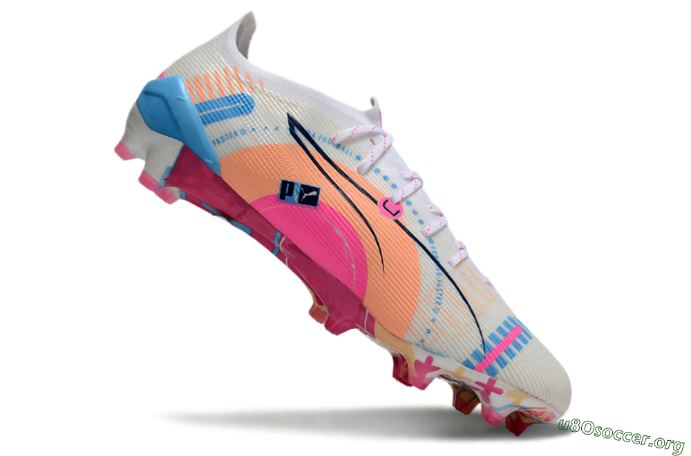 Puma Ultra 5 Ultimate FG Football Boots - White/Pink/Blue 4