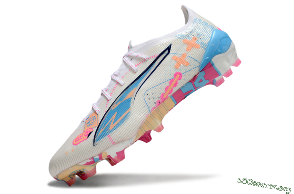 Puma Ultra 5 Ultimate FG Football Boots - White/Pink/Blue 5