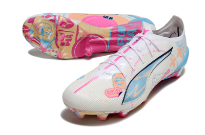 Puma Ultra 5 Ultimate FG Football Boots - White/Pink/Blue