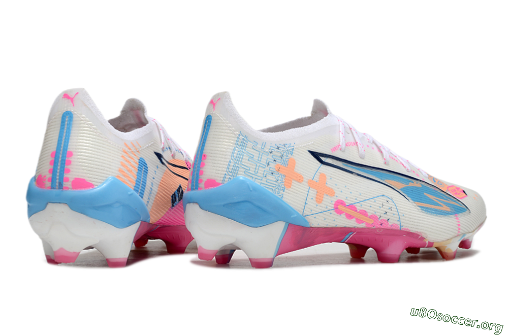 Puma Ultra 5 Ultimate FG Football Boots - White/Pink/Blue 6