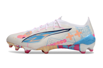 Puma Ultra 5 Ultimate FG Football Boots - White/Pink/Blue