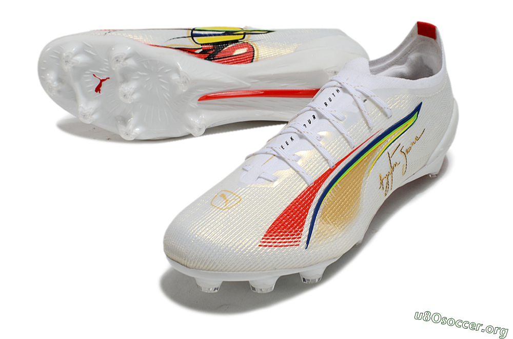 Puma Ultra 5 Ultimate FG Football Boots - White/Red/Yellow 3