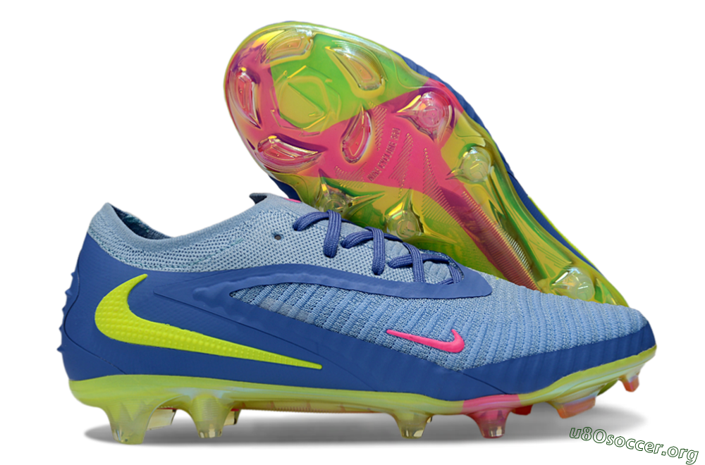 Nike Phantom 6 Low Elite FG Football Boots - Blue/Pink/Yellow 2