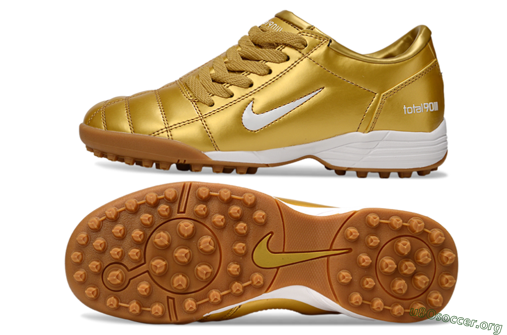 Nike Total 90 III TF Football Shoes - Gold/White 1