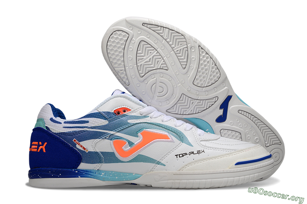 Joma Top Flex IC Football Shoes - White/Blue/Orange 2