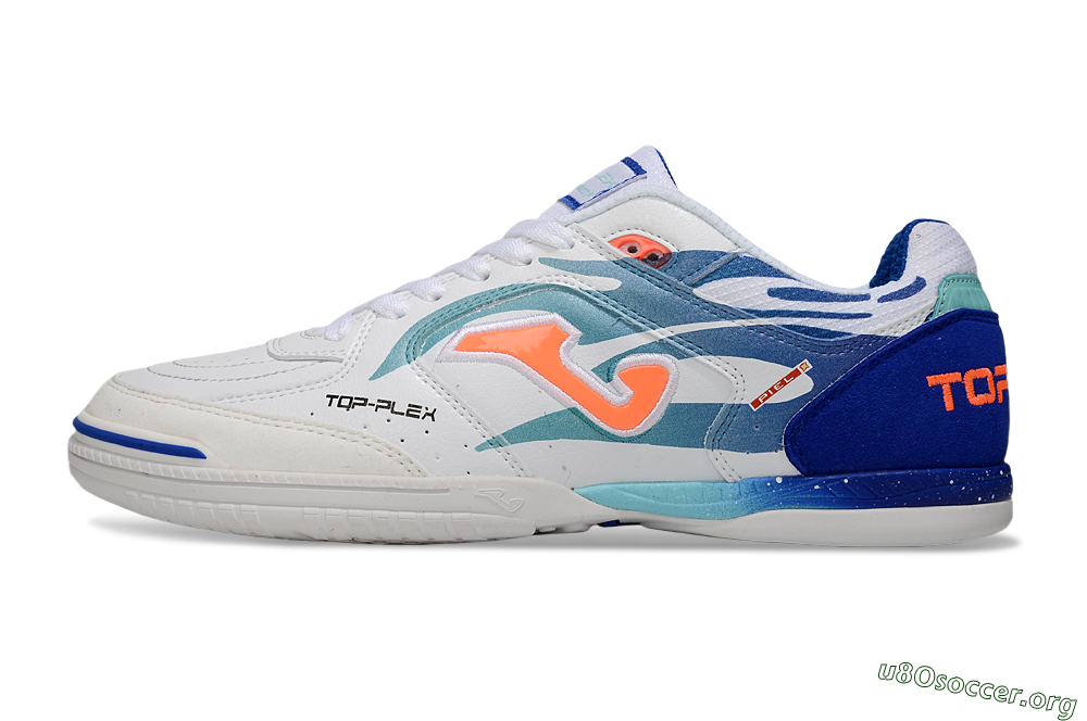 Joma Top Flex IC Football Shoes - White/Blue/Orange 3
