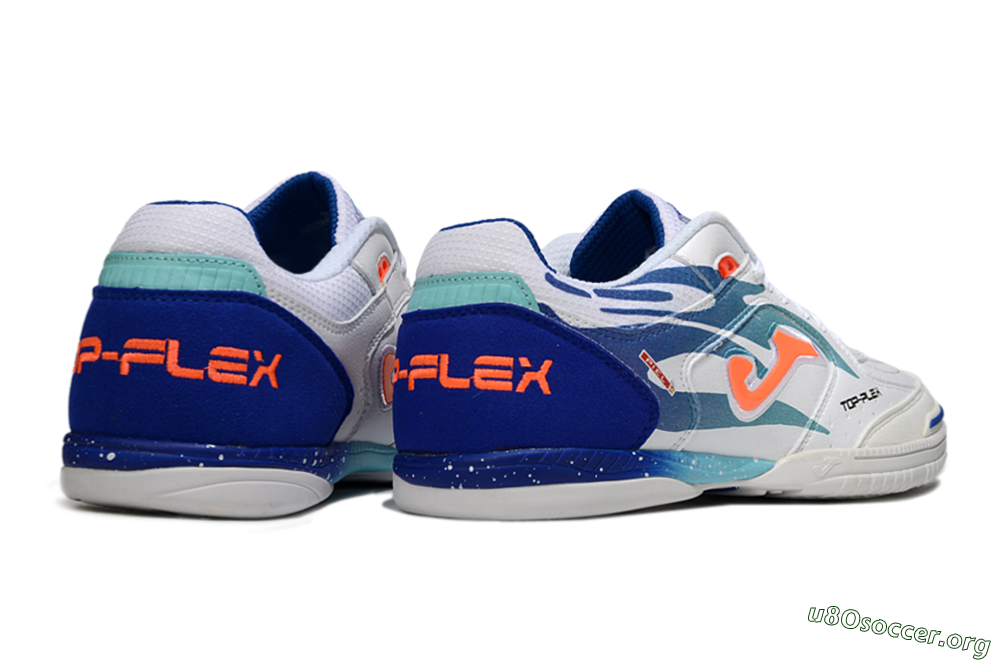 Joma Top Flex IC Football Shoes - White/Blue/Orange 6