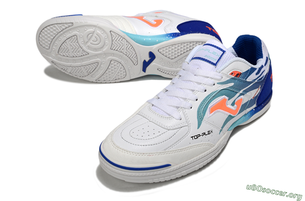 Joma Top Flex IC Football Shoes - White/Blue/Orange 0