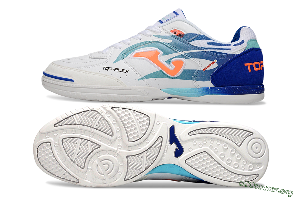 Joma Top Flex IC Football Shoes - White/Blue/Orange 1