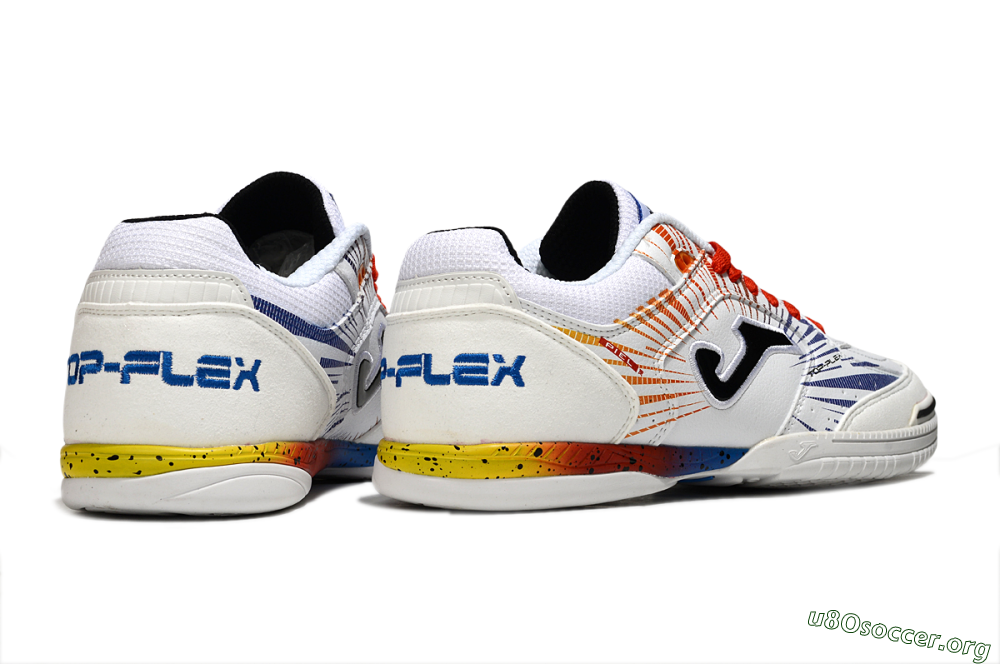Joma Top Flex IC Football Shoes - White/Blue/Red 6