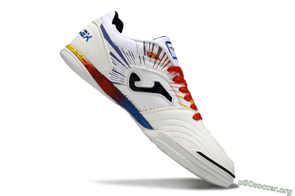 Joma Top Flex IC Football Shoes - White/Blue/Red 4