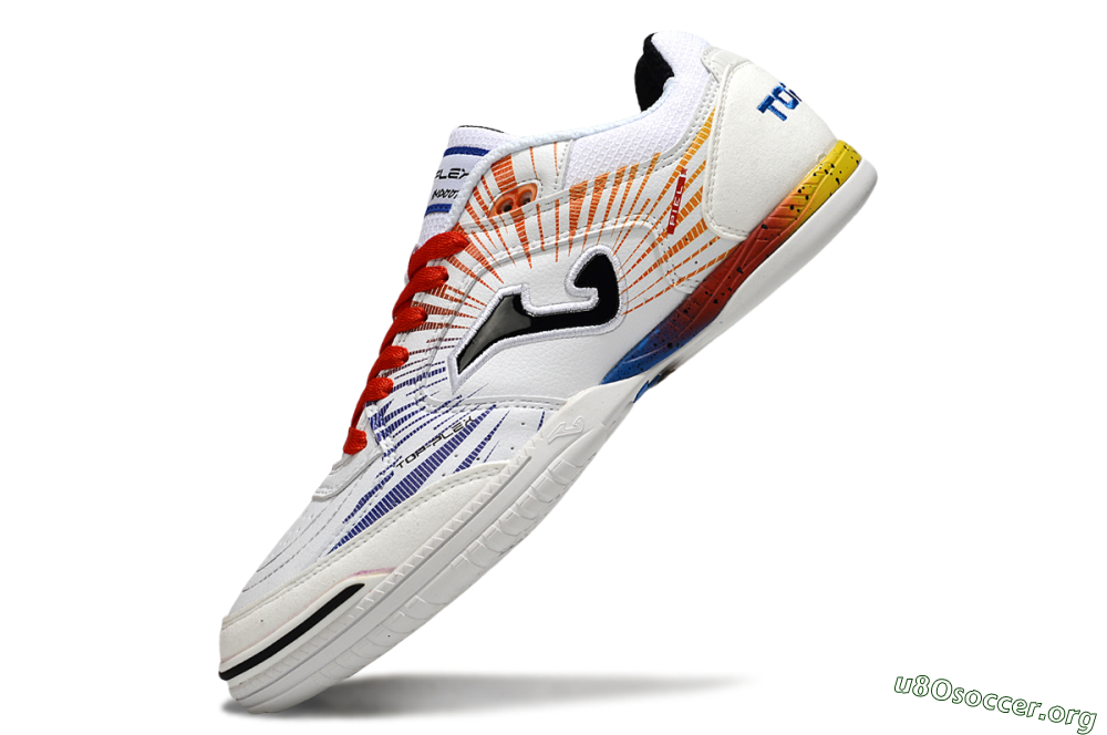 Joma Top Flex IC Football Shoes - White/Blue/Red 5