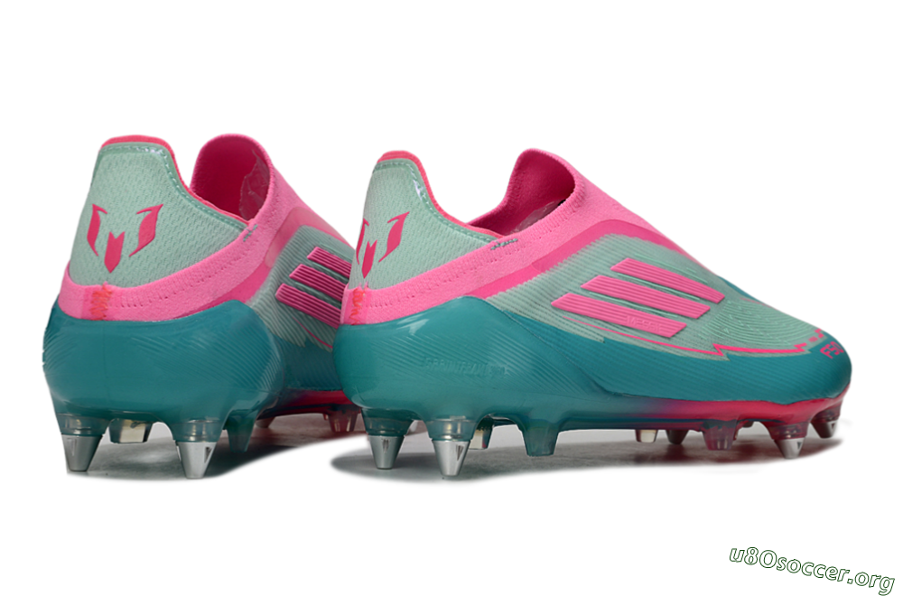 Messi x Adidas F50 Elite Laceless SG Football Boots - Green/Pink 6