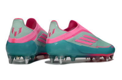 Messi x Adidas F50 Elite Laceless SG Football Boots - Green/Pink