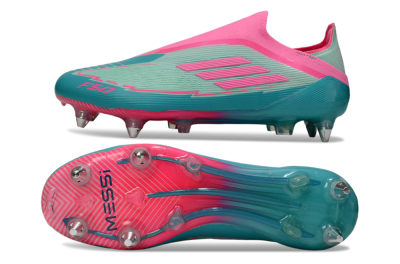 Messi x Adidas F50 Elite Laceless SG Football Boots - Green/Pink