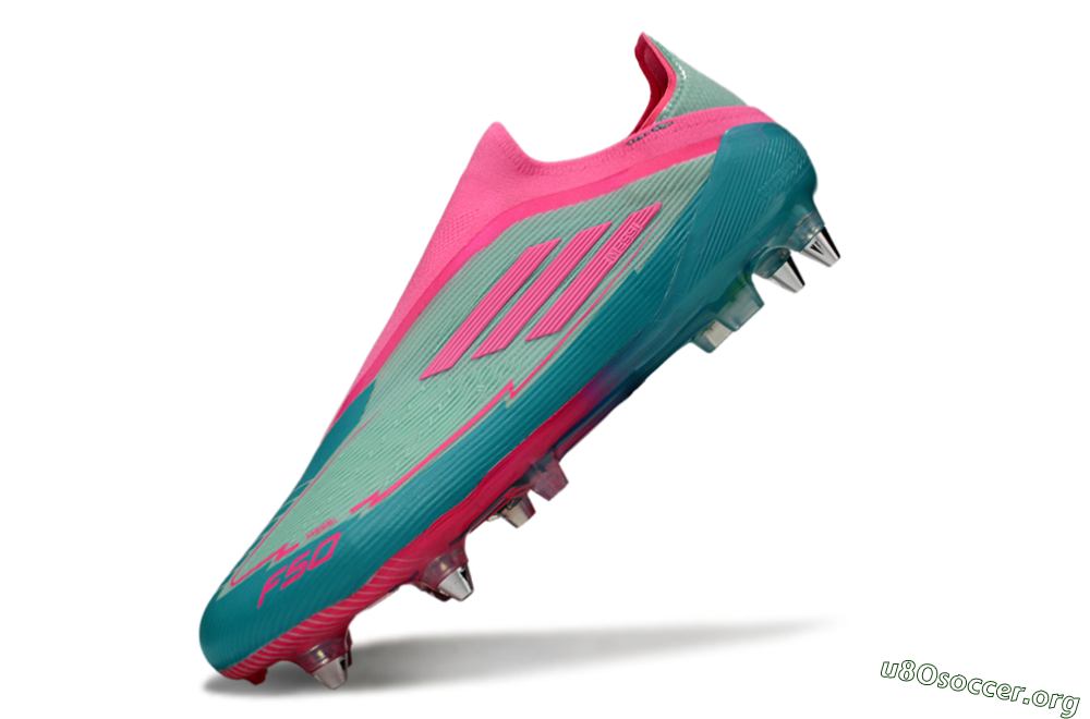 Messi x Adidas F50 Elite Laceless SG Football Boots - Green/Pink 5