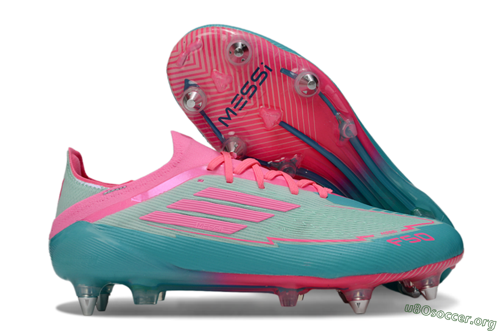 Messi x Adidas F50 Elite SG Football Boots - Green/Pink 2