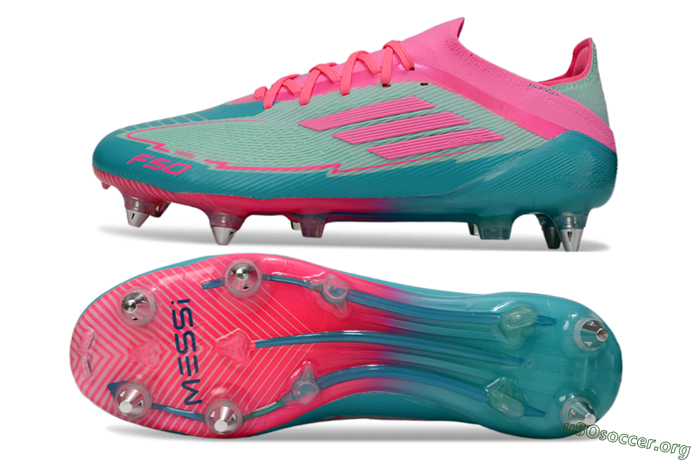 Messi x Adidas F50 Elite SG Football Boots - Green/Pink 1