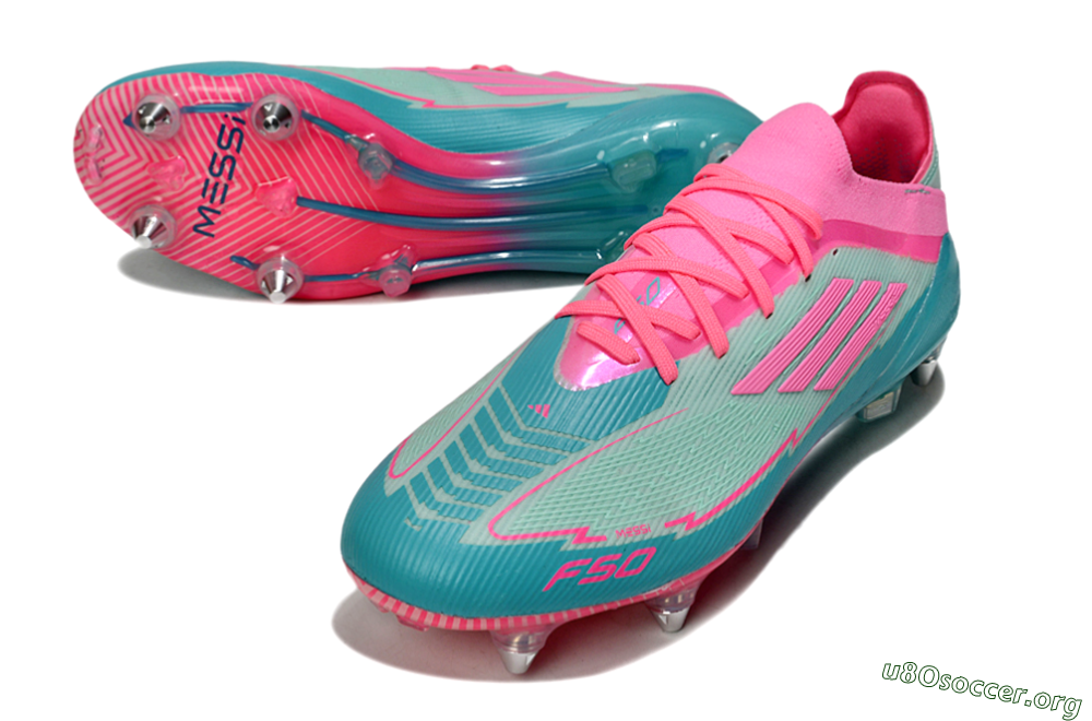 Messi x Adidas F50 Elite SG Football Boots - Green/Pink 0