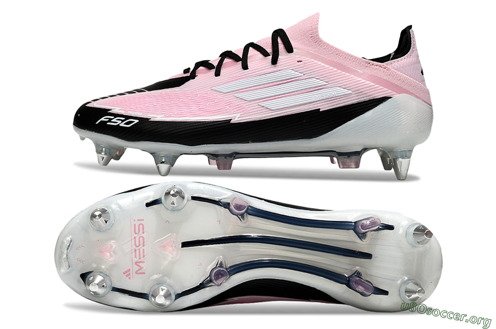 Messi x Adidas F50 Elite SG Football Boots - Pink/White/Black 1