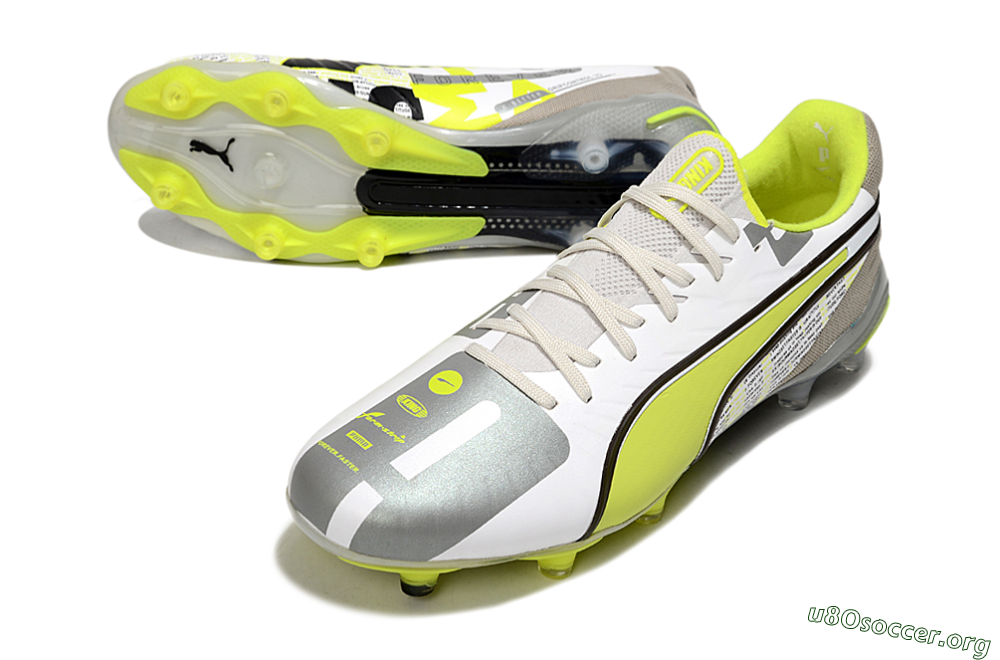 Puma King Ultimate AG Football Boots - White/Silver/Yellow 0