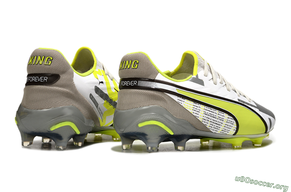 Puma King Ultimate AG Football Boots - White/Silver/Yellow 6