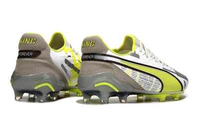 Puma King Ultimate AG Football Boots - White/Silver/Yellow