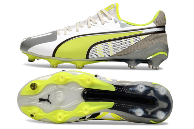 Puma King Ultimate AG Football Boots - White/Silver/Yellow