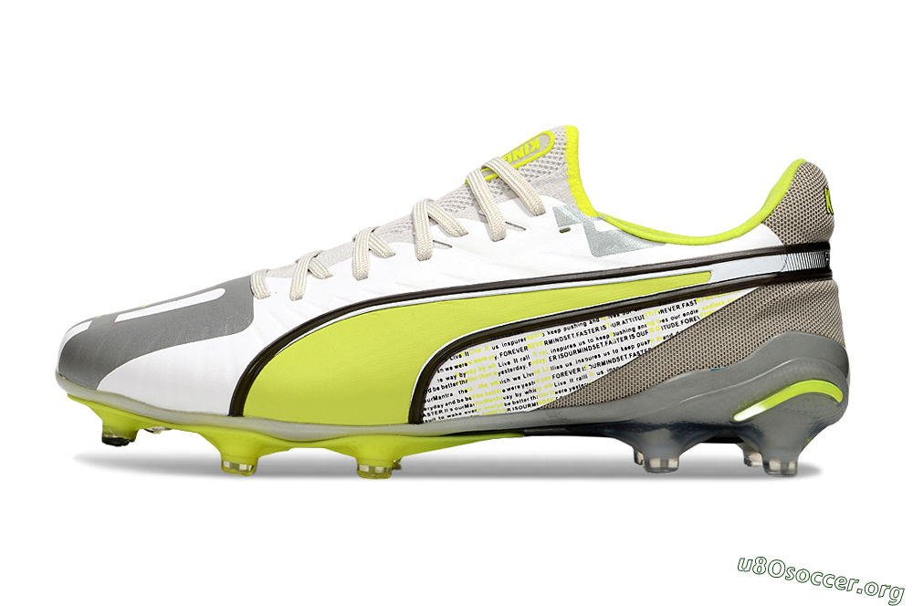 Puma King Ultimate AG Football Boots - White/Silver/Yellow 3