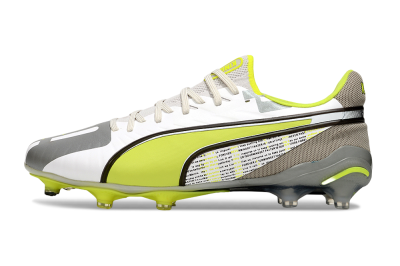 Puma King Ultimate AG Football Boots - White/Silver/Yellow