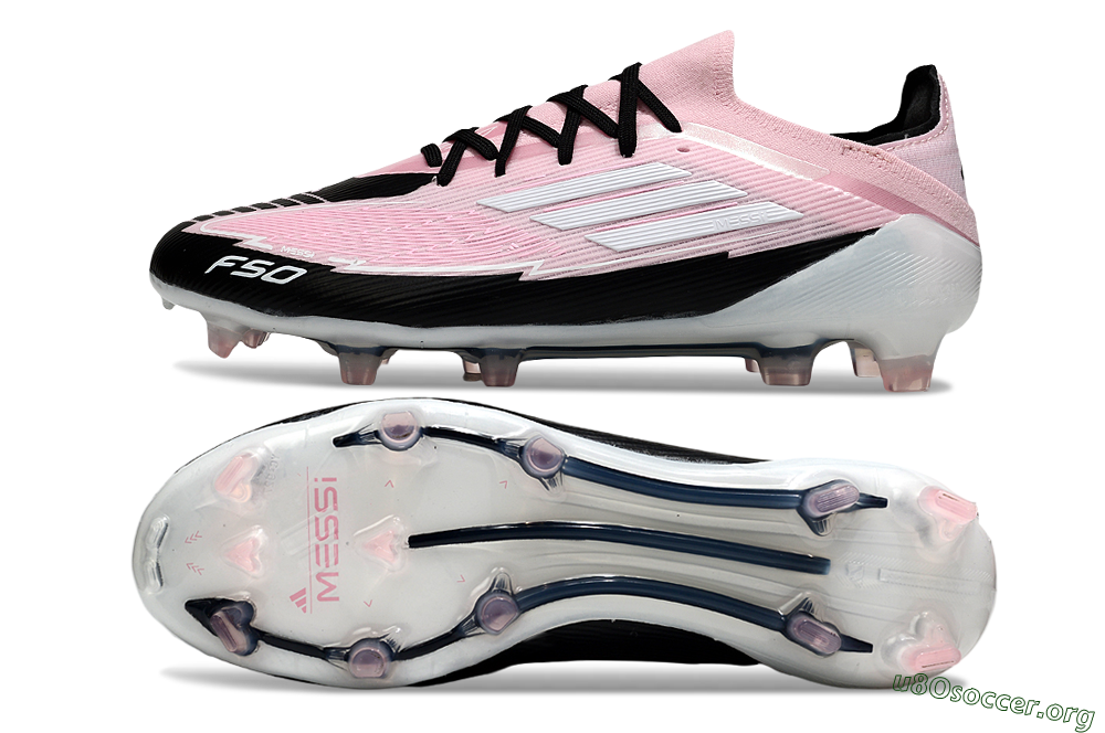 Messi x Adidas F50 Elite FG Football Boots - Pink/Black/Whtie 1