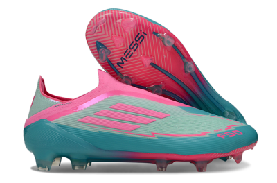 Messi x Adidas F50 Elite Laceless FG Football Boots - Jade/Pink/Blue