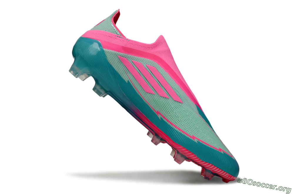 Messi x Adidas F50 Elite Laceless FG Football Boots - Jade/Pink/Blue 4
