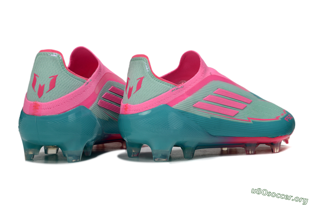 Messi x Adidas F50 Elite Laceless FG Football Boots - Jade/Pink/Blue 6