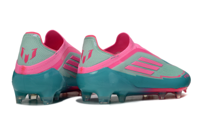 Messi x Adidas F50 Elite Laceless FG Football Boots - Jade/Pink/Blue