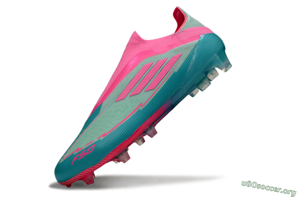 Messi x Adidas F50 Elite Laceless FG Football Boots - Jade/Pink/Blue 5