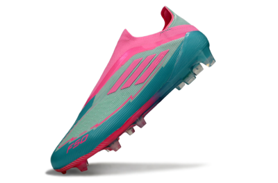 Messi x Adidas F50 Elite Laceless FG Football Boots - Jade/Pink/Blue