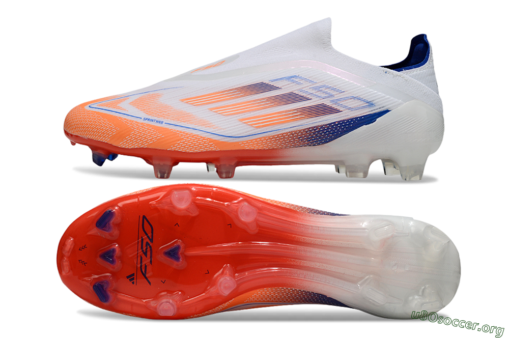 Adidas F50 Elite Laceless FG Football Boots - White/Red/Blue 1