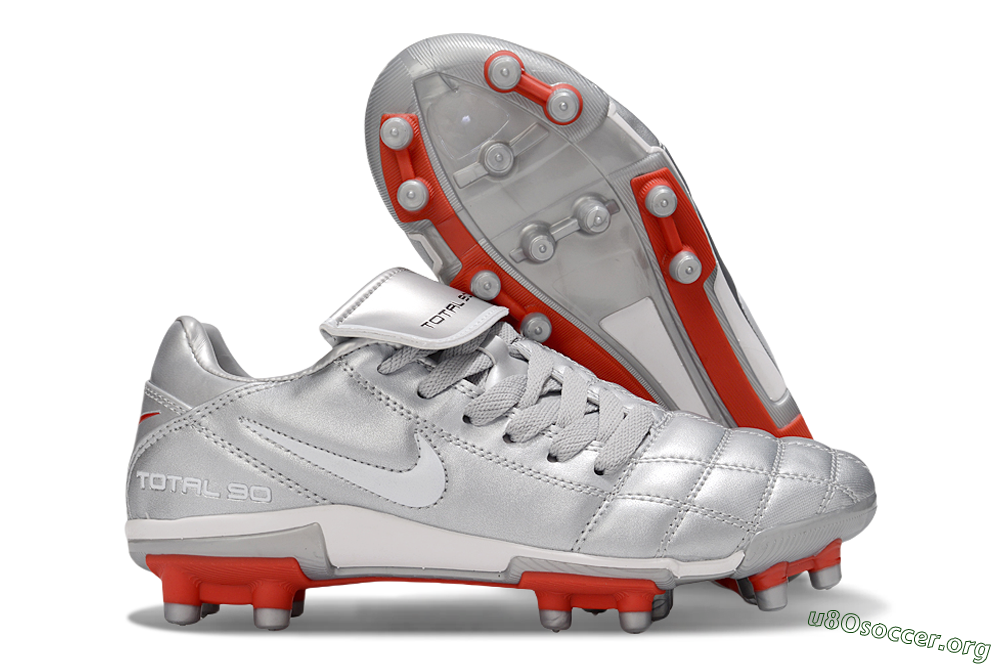 Nike Total 90 III FG Football Boots - Silver/White/Red 2