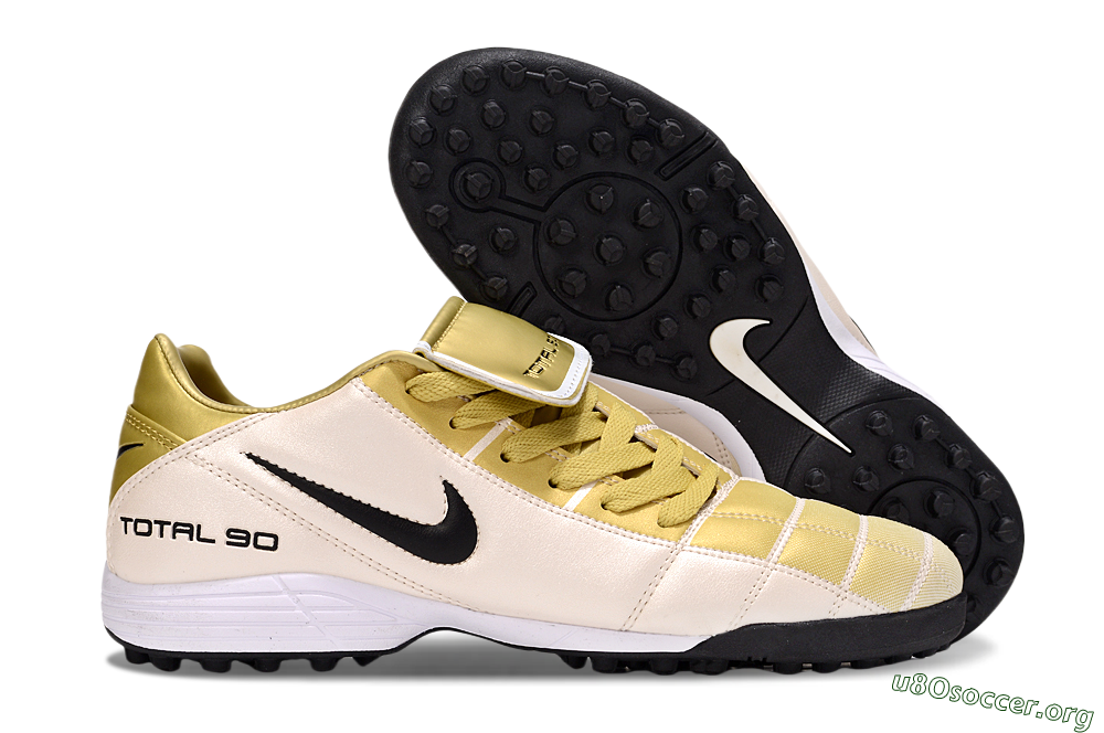 Nike Total 90 III TF Football Shoes - Gold/Beige/Black 2