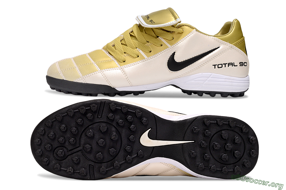 Nike Total 90 III TF Football Shoes - Gold/Beige/Black 1