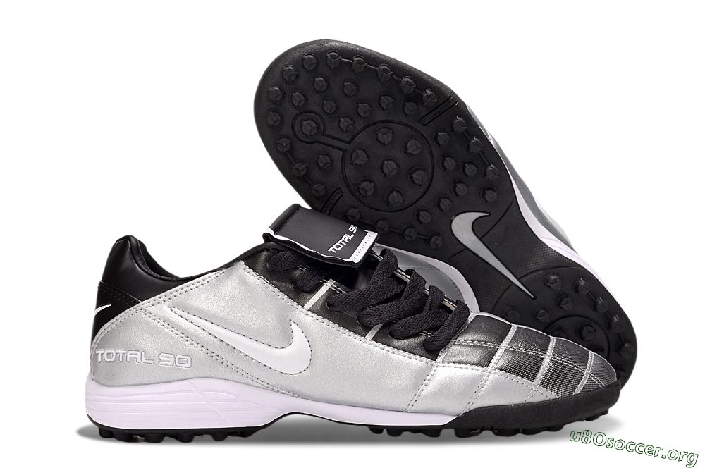 Nike Total 90 III TF Football Shoes - Silver/White/Black 2